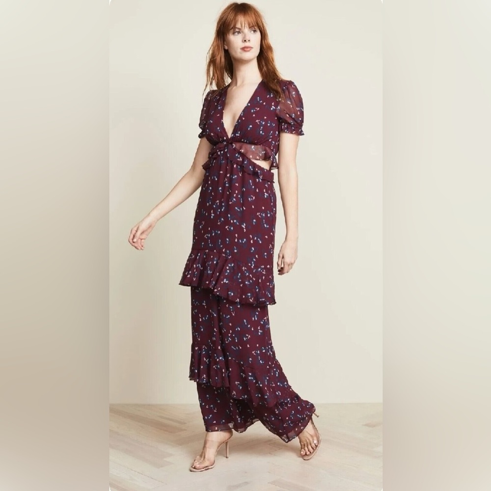 WAYF Maroon Maxi Cut Out Dress